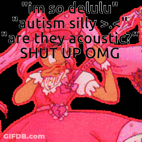 A Pixel Art Of A Girl With The Words " I 'M So Delulu " GIF