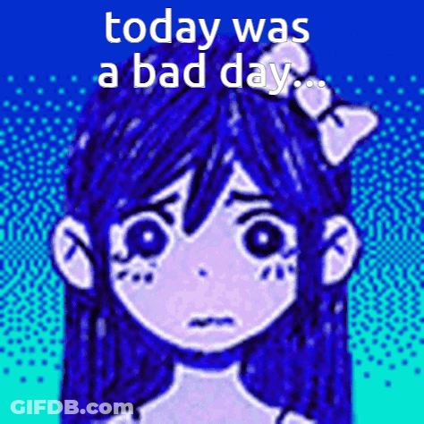 A Pixel Art Of A Girl With The Words " Today Was A Bad Day " GIF
