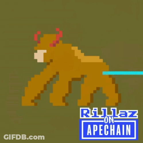 Pixel Art Gorilla Rillez On Apechain Text GIF