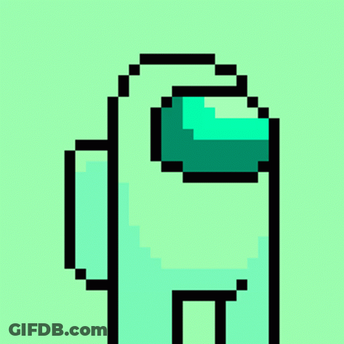 A Pixel Art Of A Green Among Us Character GIF