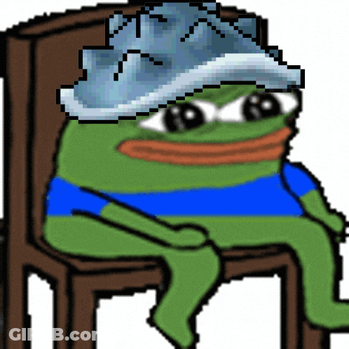 A Pixel Art Of A Green Frog Wearing A Blue Shirt GIF