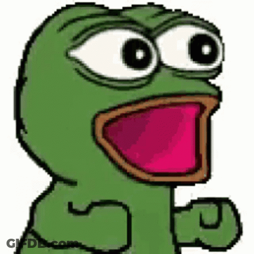 A Pixel Art Of A Green Frog With Its Mouth Open And A Pink Tongue . GIF