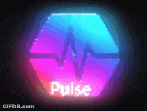 A Pixel Art Of A Heartbeat With The Word Pulse In The Middle GIF