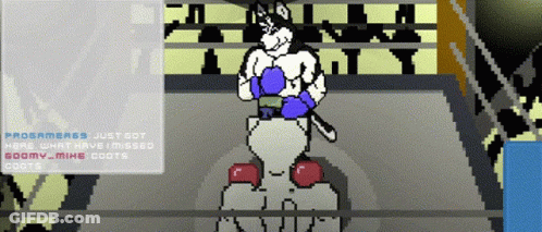 A Pixel Art Of A Husky Boxer In A Ring GIF