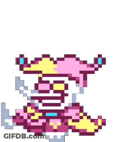 A Pixel Art Of A Jester With A Pink Hat GIF