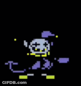A Pixel Art Of A Jester With A Skull On His Head And A Yellow Nose . GIF