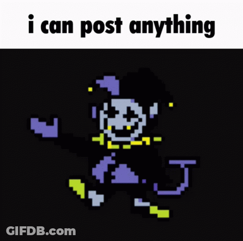 A Pixel Art Of A Jester With The Words I Can Post Anything Above It GIF