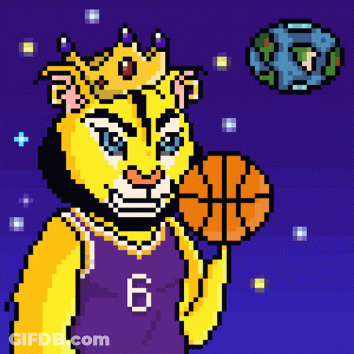 A Pixel Art Of A Lion Wearing A Number 6 Jersey GIF