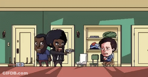 A Pixel Art Of A Man Holding A Gun GIF