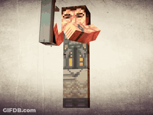 Pixel Art Man Holding Gun With Eyes Closed GIF