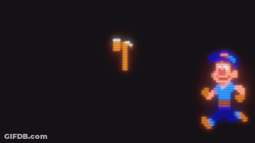 A Pixel Art Of A Man Holding A Hammer With The Words I Can Fix It Above Him GIF