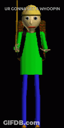 A Pixel Art Of A Man Holding A Stick With The Words " Ur Gonna Get A Whoopin " Above Him GIF