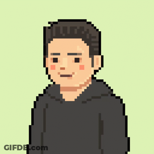 A Pixel Art Of A Man In A Black Hoodie GIF