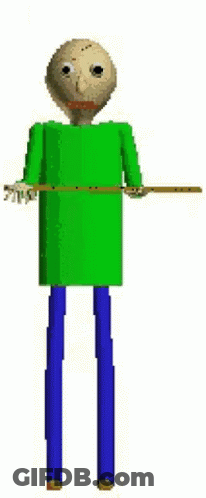 A Pixel Art Of A Man In A Green Shirt And Blue Pants Is Holding A Stick . GIF