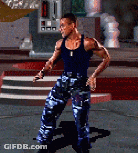 A Pixel Art Of A Man In A Tank Top And Camouflage Pants GIF
