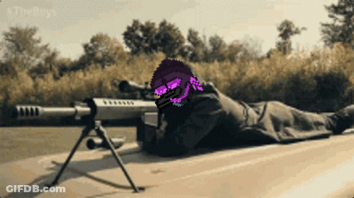 A Pixel Art Of A Man Laying On The Ground With A Sniper Rifle In Front Of Him GIF