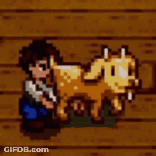 A Pixel Art Of A Man Pushing A Cart With A Horse . GIF