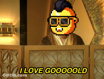 A Pixel Art Of A Man Saying I Love Goooooold GIF