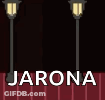 A Pixel Art Of A Man Standing Next To A Lamp Post With The Name Jarona Written Below Him GIF