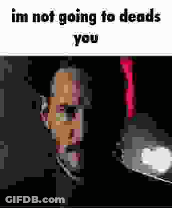 A Pixel Art Of A Man Talking On A Cell Phone With The Caption `` Im Not Going To Deads You '' . GIF