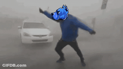 A Pixel Art Of A Man With A Dog On His Head In Front Of A Car GIF