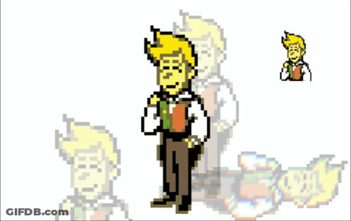 A Pixel Art Of A Man With A Hat GIF