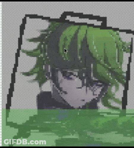 A Pixel Art Of A Man With Green Hair GIF