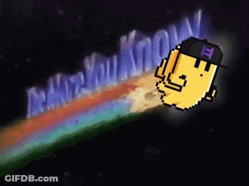 A Pixel Art Of A Man With The Letter H On His Hat Flying Through Space GIF