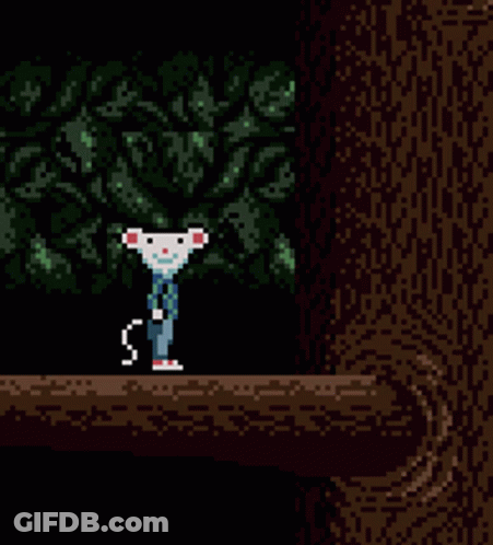 A Pixel Art Of A Mouse Standing On A Shelf GIF