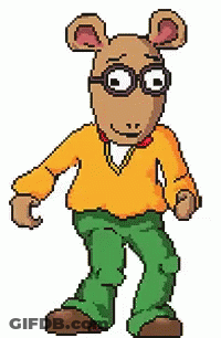 A Pixel Art Of A Mouse Wearing Glasses And A Yellow Shirt GIF