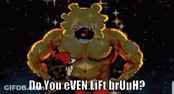 A Pixel Art Of A Muscled Teddy Bear With The Words `` Do You Even Lift Bruuh '' . GIF