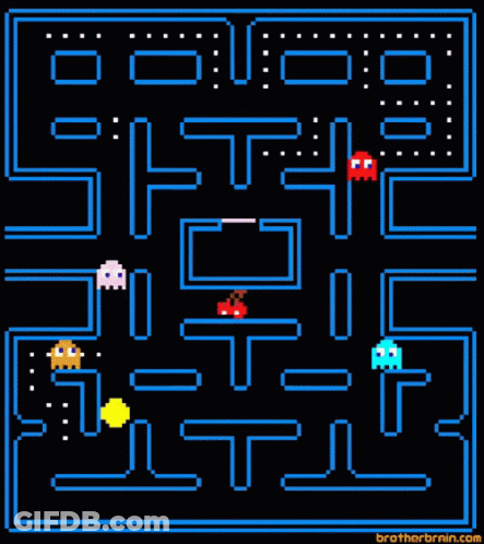 A Pixel Art Of A Pac Man Game With The Website Brotherbrain.com On The Bottom GIF