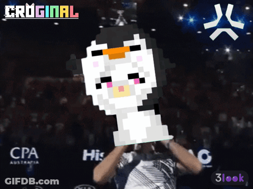 A Pixel Art Of A Penguin With The Words Coriginal On The Top GIF