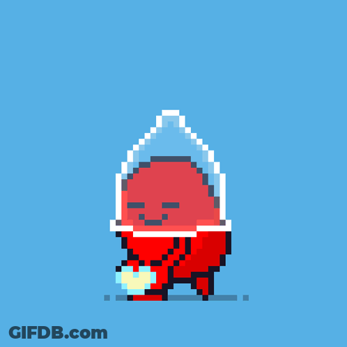 A Pixel Art Of A Person Holding A Heart Shaped Object GIF