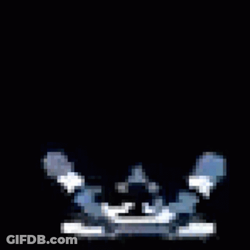 A Pixel Art Of A Person In A Blue And White Outfit On A Black Background GIF