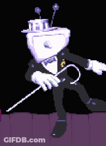 A Pixel Art Of A Person In A Tuxedo Holding A Rope GIF
