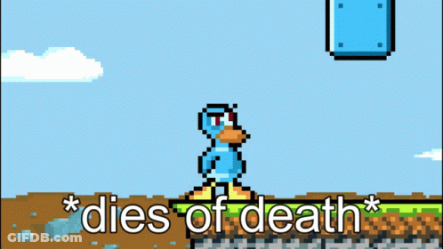 A Pixel Art Of A Person Laying On The Ground With The Words Dies Of Death Above Them GIF