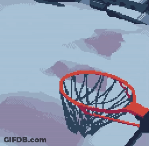 A Pixel Art Of A Person Playing Basketball With A Hoop GIF