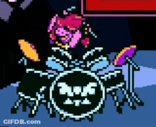 A Pixel Art Of A Person Playing Drums In A Band . GIF