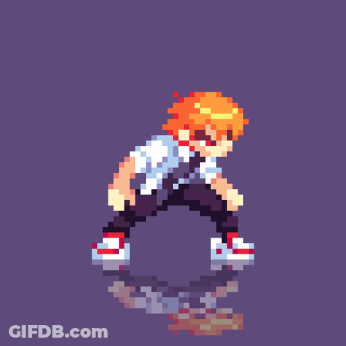 A Pixel Art Of A Person Wearing A Red Hat GIF