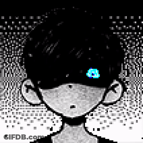 A Pixel Art Of A Person With A Blue Eye . GIF