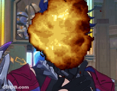 A Pixel Art Of A Person With A Huge Explosion Coming Out Of Their Head GIF