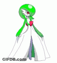 A Pixel Art Of A Pokemon With A Green Head And Green And White Clothes . GIF