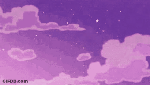 A Pixel Art Of A Purple Cloudy Sky With Stars GIF