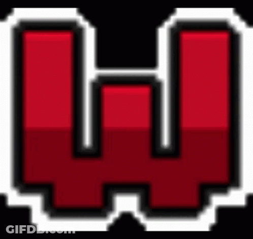 A Pixel Art Of A Red Letter W On A Black Background GIF