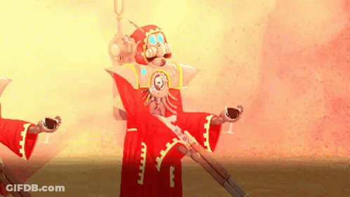 A Pixel Art Of A Robot Holding A Sword With The Letter G On It GIF