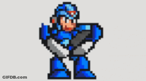 A Pixel Art Of A Robot With A Gun GIF