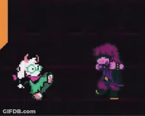A Pixel Art Of A Sheep And A Purple Sheep Standing Next To Each Other . GIF