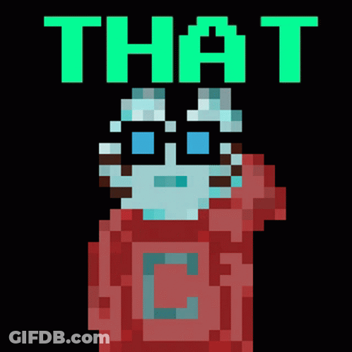 A Pixel Art Of A Skeleton Wearing Sunglasses And A Red Hoodie With The Word Easy Below It GIF