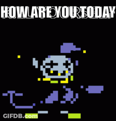 A Pixel Art Of A Skull With The Words How Are Your Today GIF